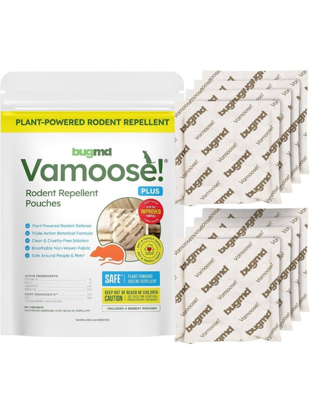 Natural Peppermint Oil Mouse Repellent - 8 Pouches for Effective Pest Control